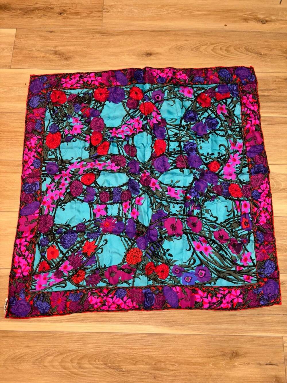 Vintage Ken Scott Silk Floral Scarf 32x32
